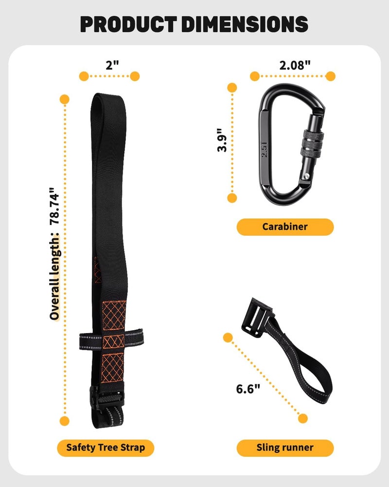 Kalkal 3 Pcs Heavy-Duty Tree Stand Harness Strap, Quick-Connect Treestrap for Tree Stand Harness Comfortable Hunting Gear - Image 5